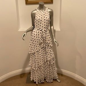 Tahari Arthur S. Levine Polka Dot Tiered Maxi Dress NWT Cocktail Party Size 8